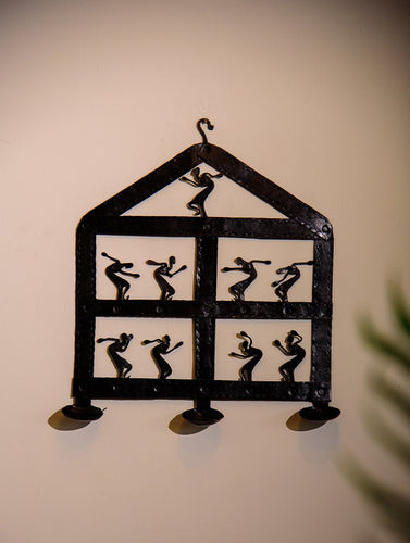 The India Craft House Bastar Tribal Dancing Women Candle Holder Wall Hanging