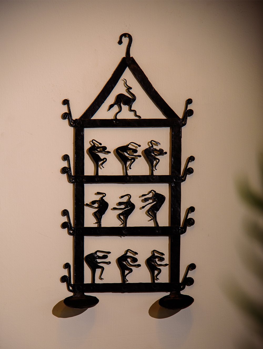 The India Craft House Bastar Tribal Dancing Women Diya Holder - Small