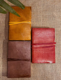 The India Craft House Handcrafted Leather Diary with Handmade Paper (Set of 3 / Small)