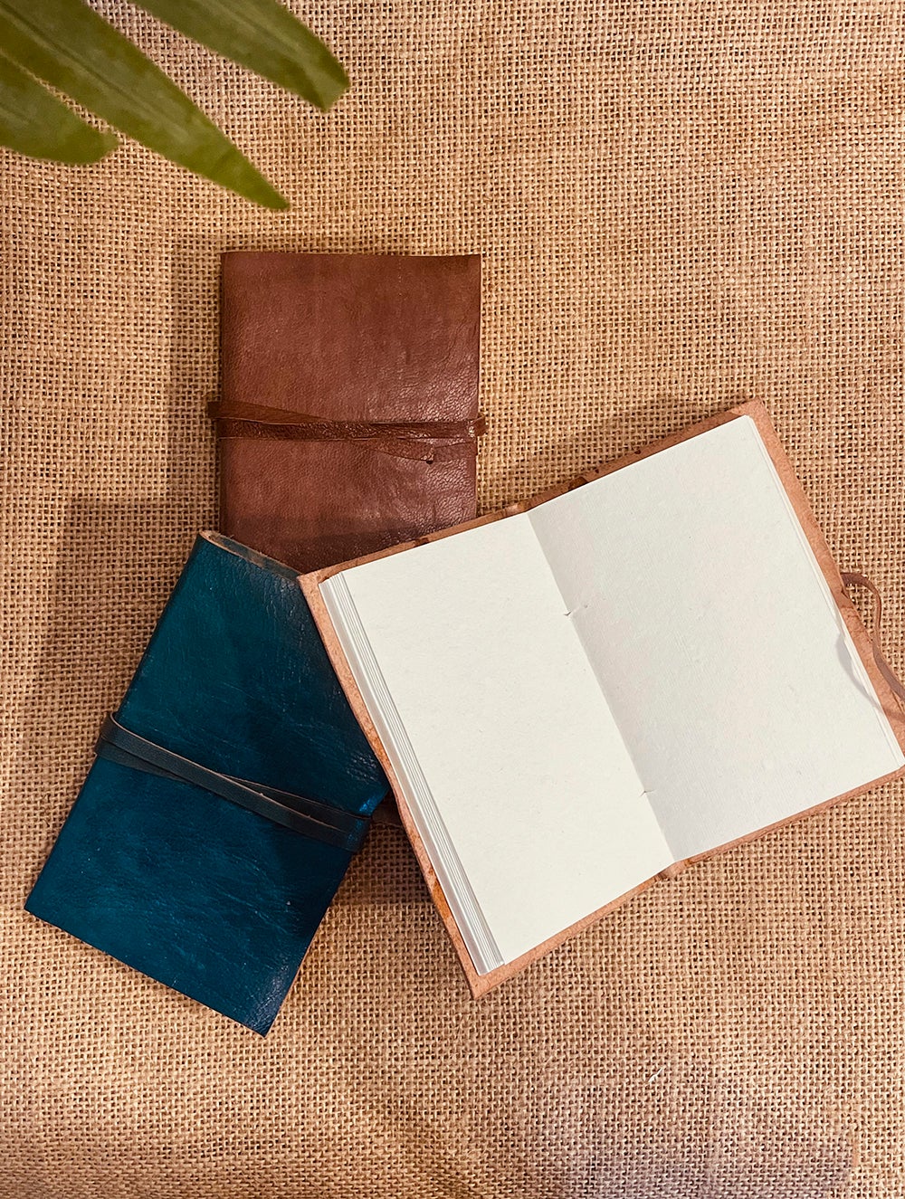 Load image into Gallery viewer, The India Craft House Handcrafted Leather Diary with Handmade Paper (Set of 3 / Small)