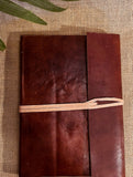 The India Craft House Handmade Pure Leather Diary with Handmade Paper - Dark Brown