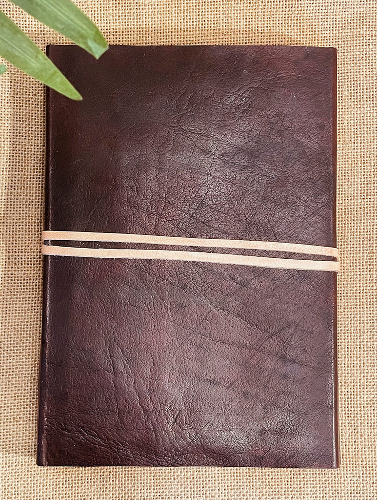 The India Craft House Handmade Pure Leather Diary with Handmade Paper - Purple