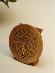 The India Craft House Intricate, Wooden Jaali Round Desk Clock