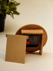 The India Craft House Intricate, Wooden Jaali Round Desk Clock