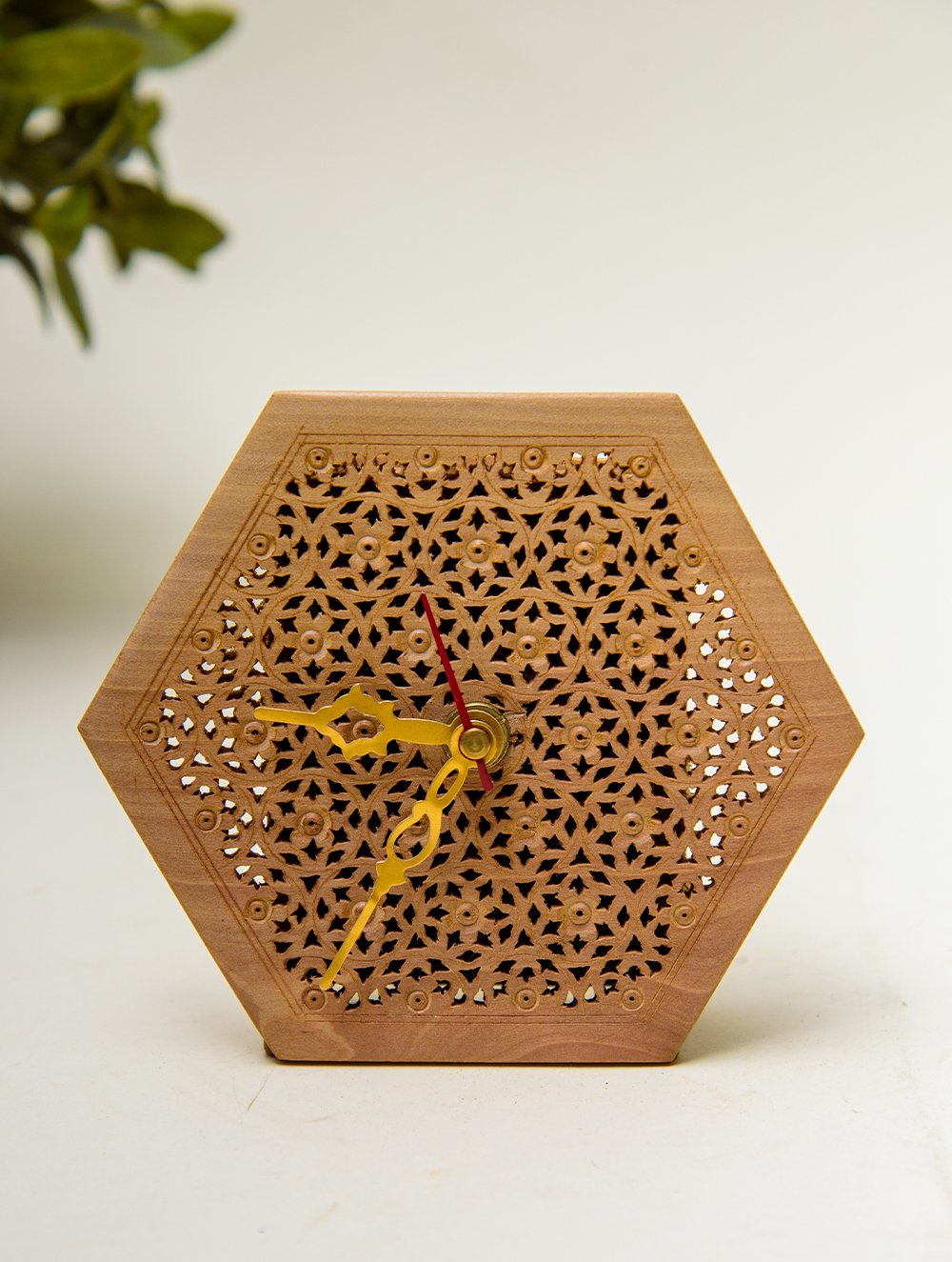 The India Craft House Jaali Hexagonal Desk Clock