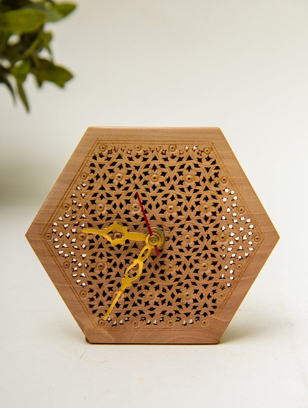 Load image into Gallery viewer, The India Craft House Jaali Hexagonal Desk Clock