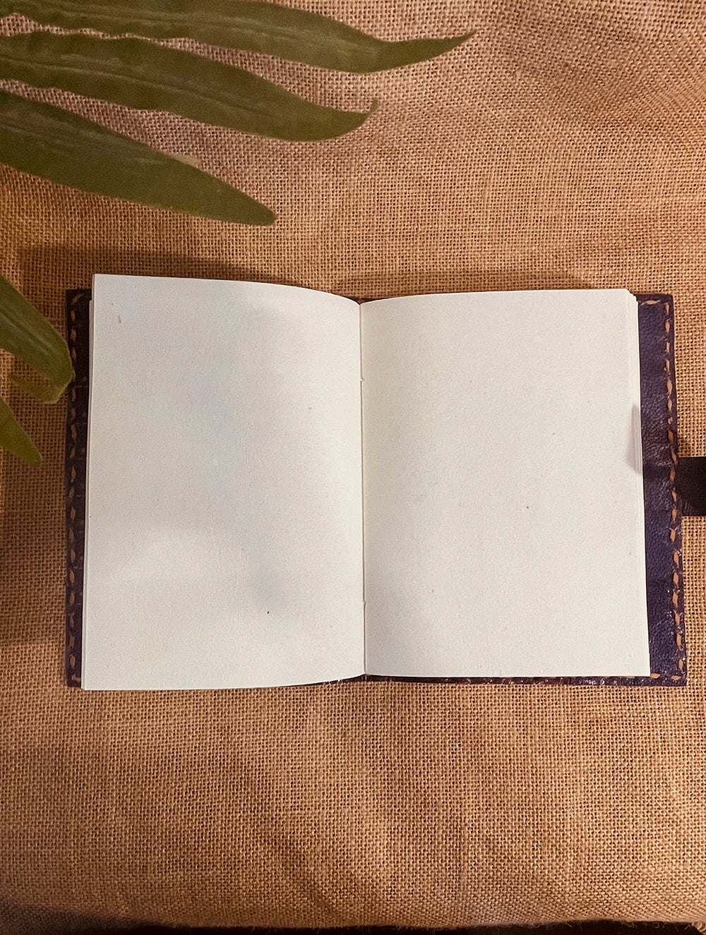 The India Craft House Jawaja Handmade Leather Diary with Button Closure - Blue