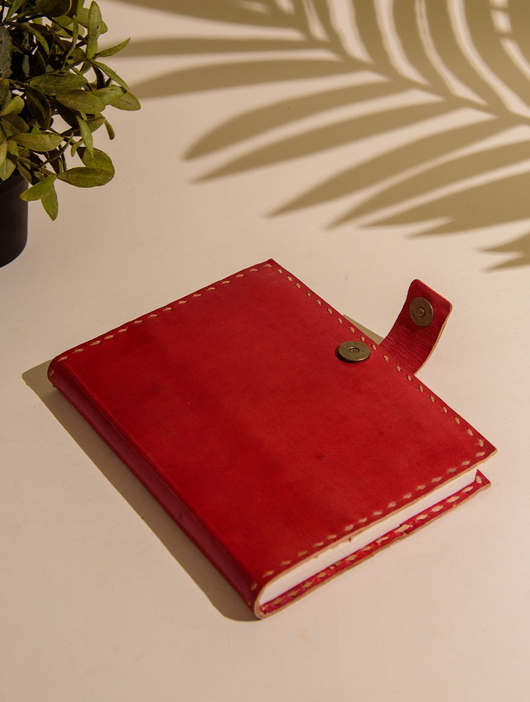 The India Craft House Jawaja Handmade Leather Diary with Button Closure