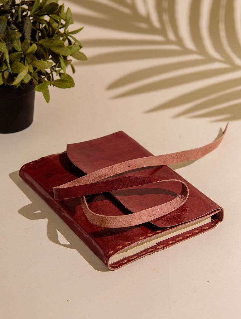 The India Craft House Jawaja Handmade Leather Journal with Strap