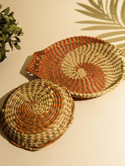 The India Craft House Khajur & Sabai Utility Baskets (Set of 2)