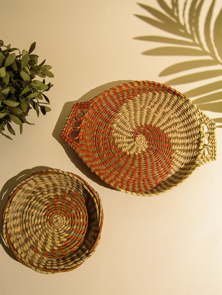 The India Craft House Khajur & Sabai Utility Baskets (Set of 2)