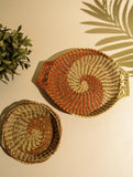 The India Craft House Khajur & Sabai Utility Tray Baskets (Set of 2)