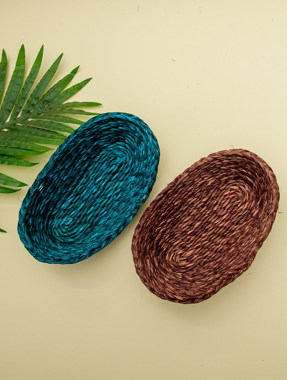 The India Craft House Sabai Grass Handmade Multicoloured Basket (Set of 2)