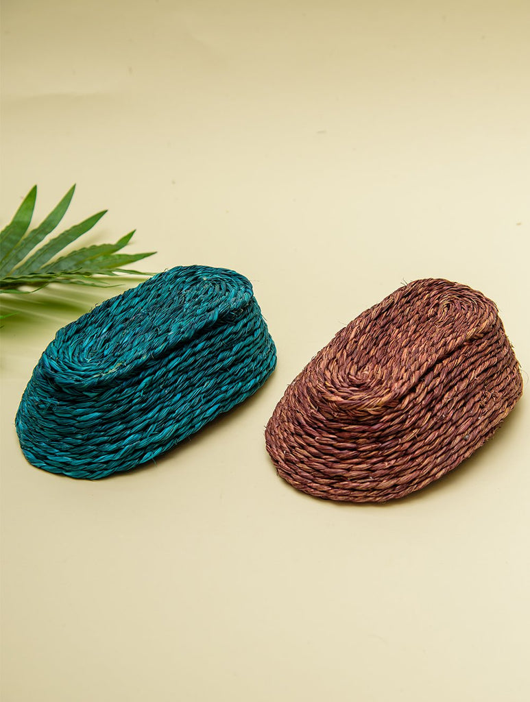 The India Craft House Sabai Grass Handmade Multicoloured Basket (Set of 2)