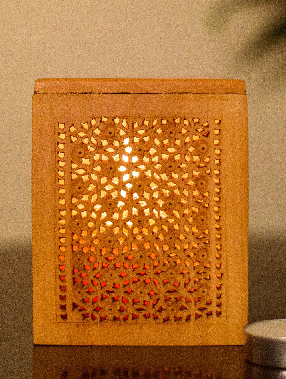 Load image into Gallery viewer, The India Craft House Wooden Jaali Tealight Cover- Rectangle