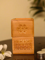 The India Craft House Wooden Jaali Tealight Covers - (Set of 2)