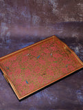 The Shahi Collection. Exclusive Kashmiri Art Large Tray - Pink Blossoms