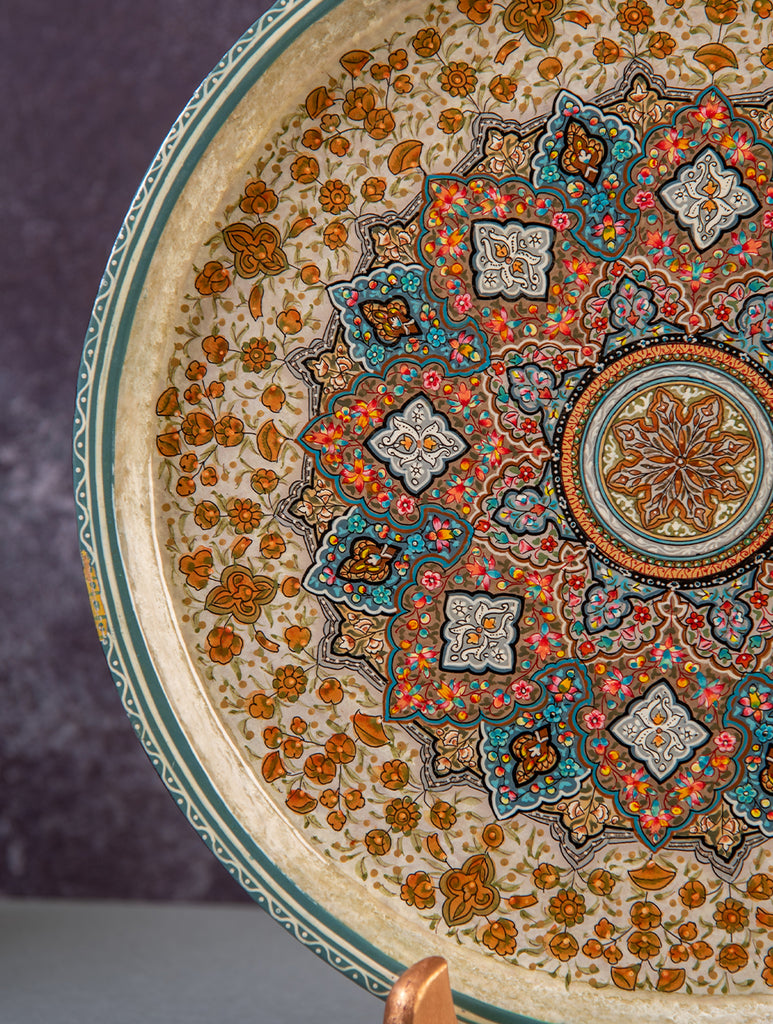 The Shahi Collection. Exclusive Kashmiri Art Papier-Mache Round Tray 