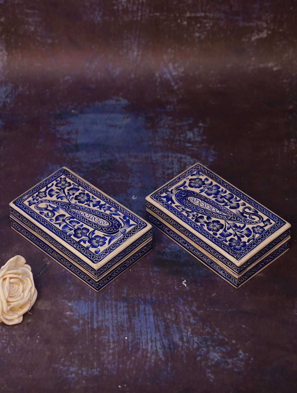 Load image into Gallery viewer, The Shahi Collection. Exclusive Kashmiri Art Utility Boxes (Set of 2) - Persian Paisley