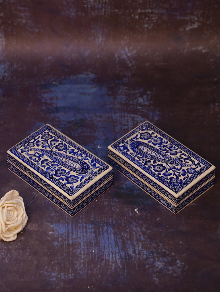 The Shahi Collection. Exclusive Kashmiri Art Utility Boxes (Set of 2) - Persian Paisley