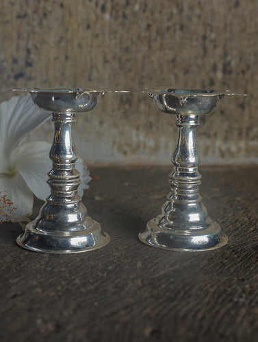 Traditional Pure Silver Diyas - Samay (Set of 2), Height - 2.5”
