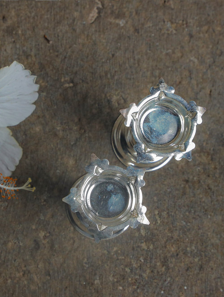 Traditional Pure Silver Diyas - Samay (Set of 2), Height - 2.5”