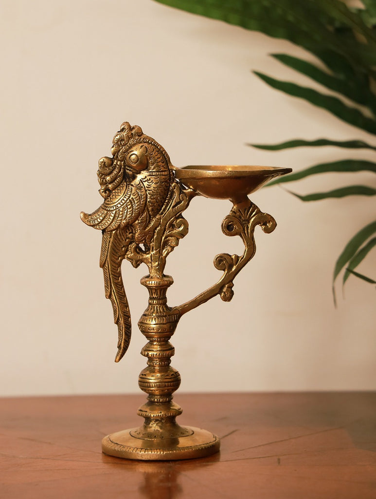 Traditional Brass Oil Lamp -The Peacock