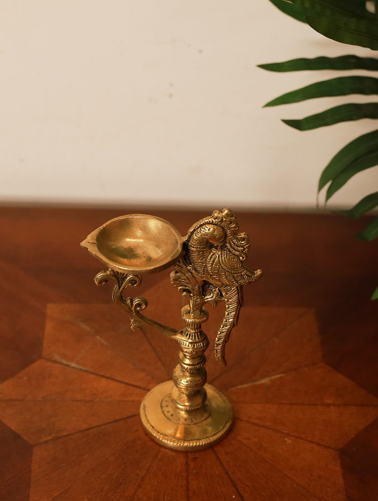 Traditional Brass Oil Lamp -The Peacock