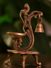 Load image into Gallery viewer, Traditional Brass Oil Lamp - Peacock 