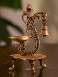 Traditional Brass Oil Lamp - Peacock