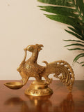 Traditional Brass Oil Lamp - Peacock