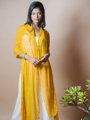 Vibrant Leheriya Georgette Stole - Sunshine Yellow