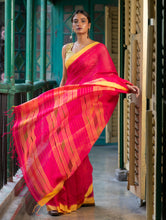 Load image into Gallery viewer, Vibrant Weaves. Handwoven Bengal Cotton Silk Saree - Pink Checks