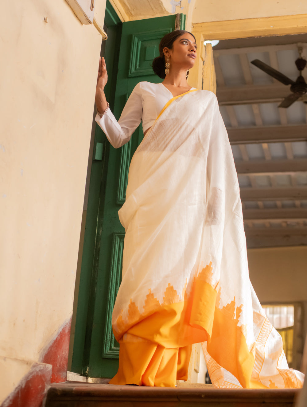 Load image into Gallery viewer, Vibrant Weaves. Handwoven Bengal Resham Matka Silk Saree - Sunshine