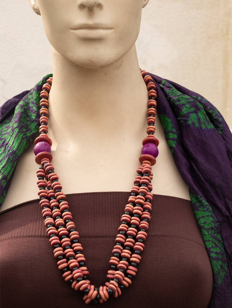 Bengal Wooden Beads Neckpiece - The India Craft House 