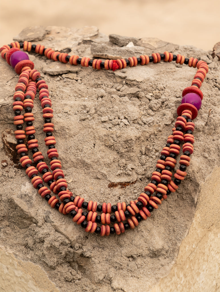 Bengal Wooden Beads Neckpiece - The India Craft House 