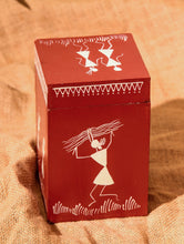 Load image into Gallery viewer, Warli Art Decorative Utility Box - Maroon