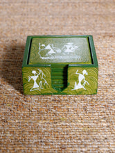 Load image into Gallery viewer, Warli Art Wooden Coaster Set with Box (Set of 7) - The India Craft House 