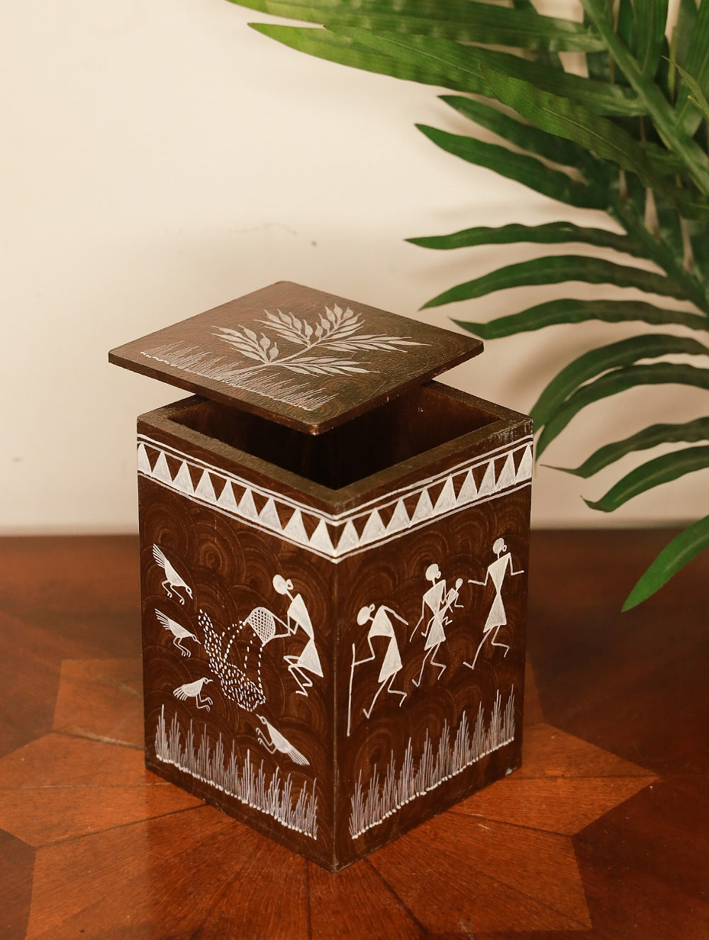 Load image into Gallery viewer, Warli Art Utility Box - Brown