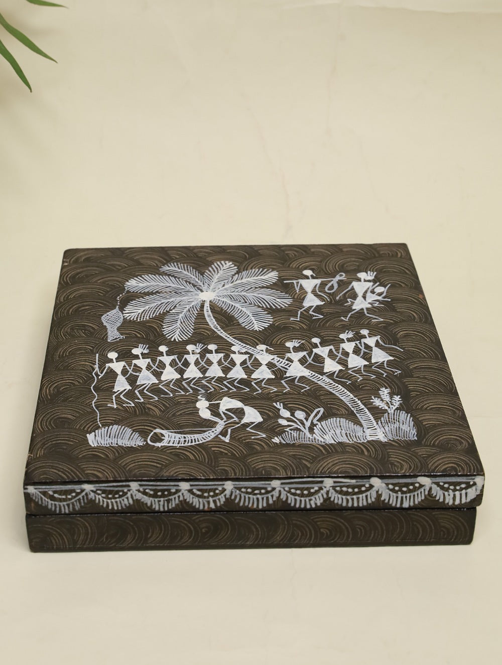 Load image into Gallery viewer, Warli Art Wooden Decorative Box - Brown