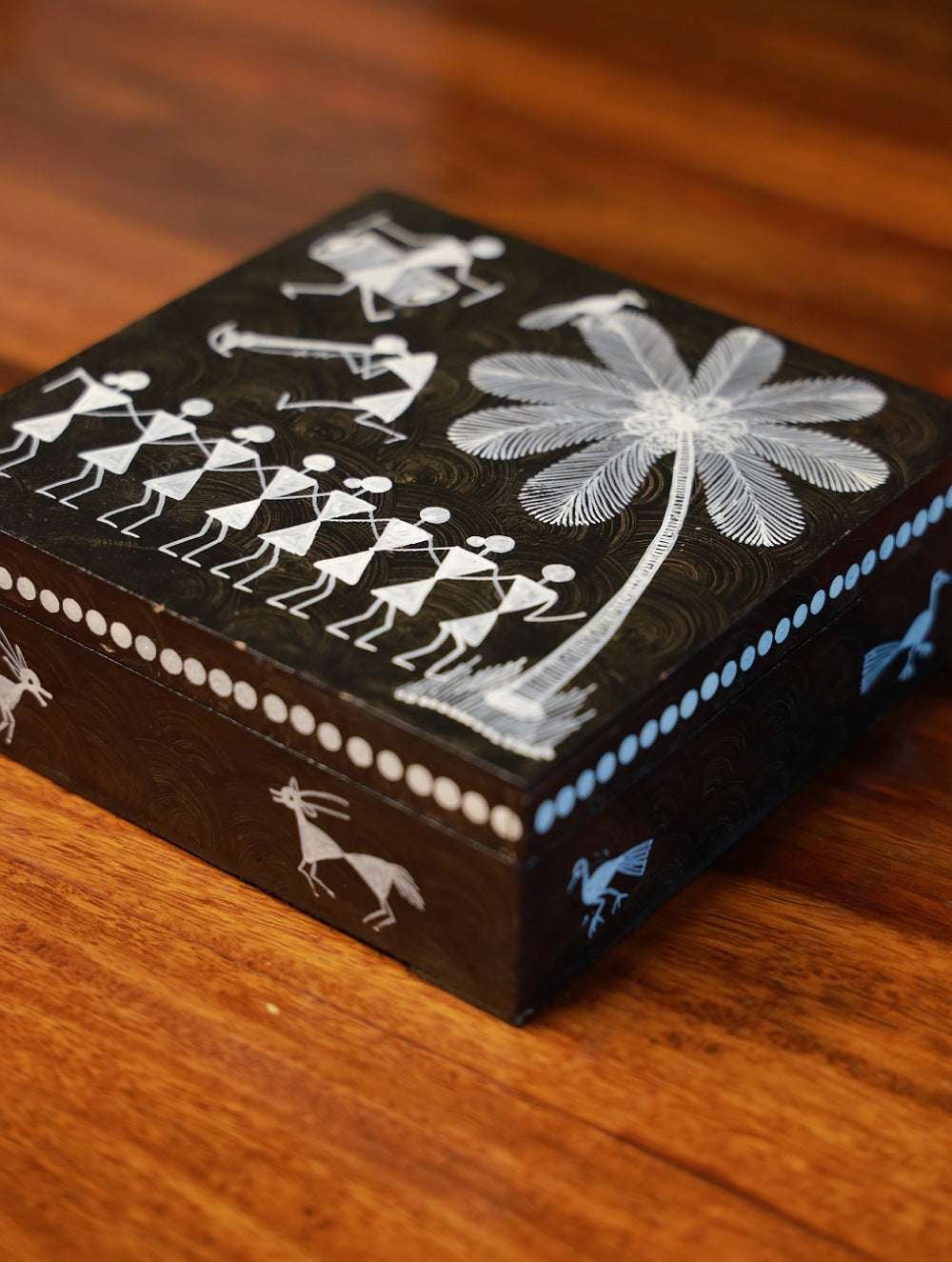 Load image into Gallery viewer, Warli Art Wooden Utility Box - Brown