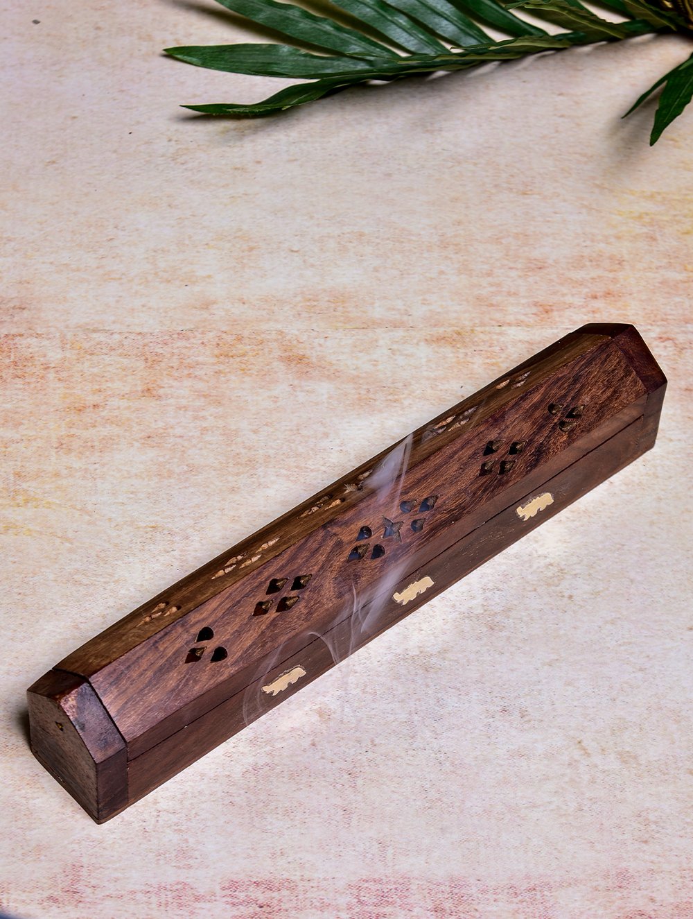 Wood Engraved Incense Stand - Elephant (Small)