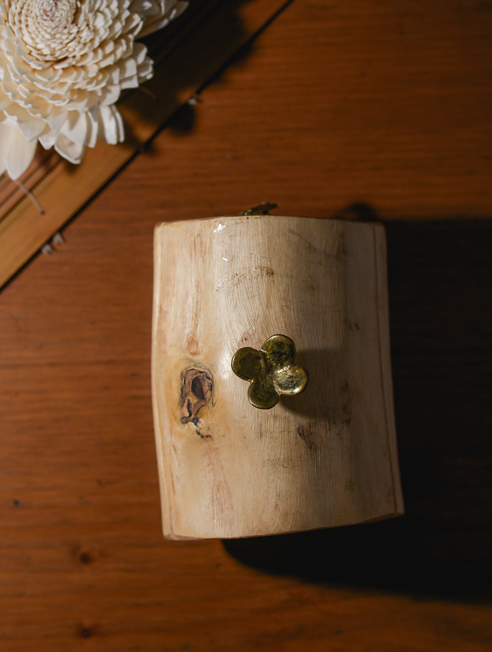 Wood & Dhokra UtilityBox with Dhokra Flower Handle