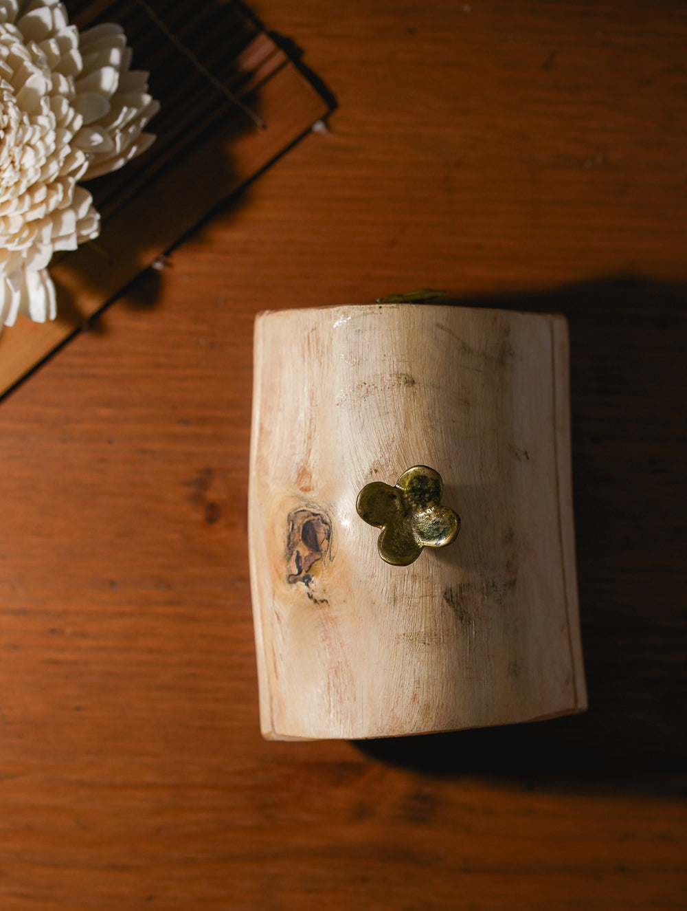 Wood & Dhokra UtilityBox with Dhokra Flower Handle