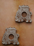 Wooden Engraved Tealight Holders - (Set of 2) Gaja