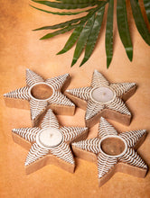 Load image into Gallery viewer, Wooden Engraved Tealight Holders (Set of 4) - Medium. Star Shaped