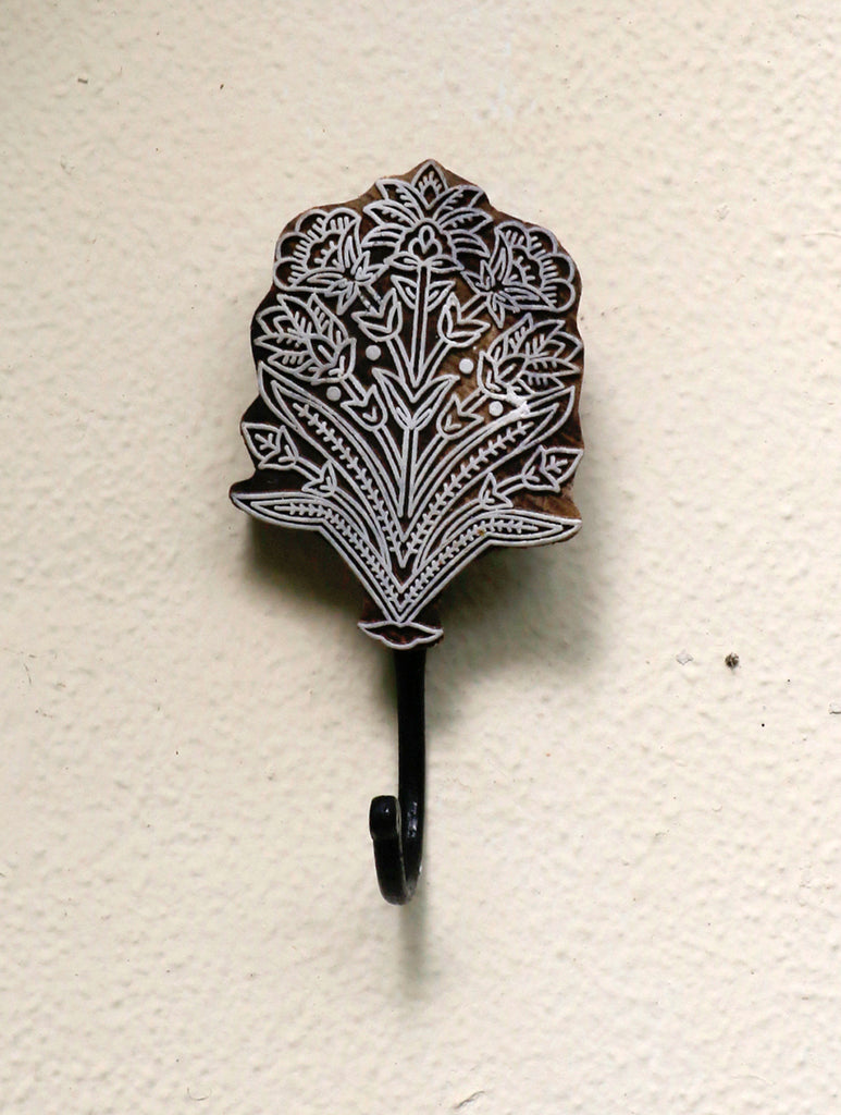 Wooden Engraved Wall Hook - Tree Motif - The India Craft House 