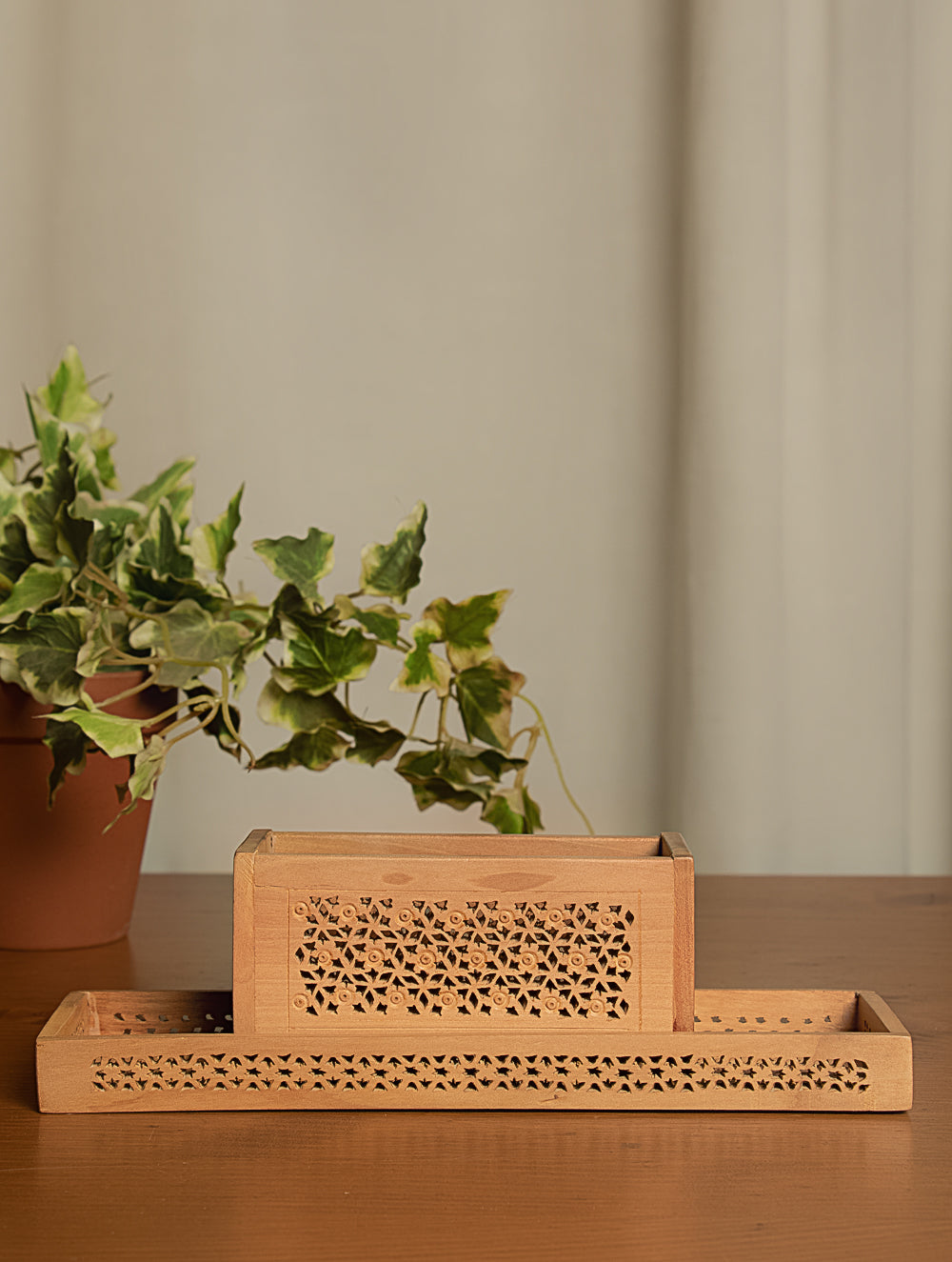 Wooden Jaali Desk Set (2 pc Set)