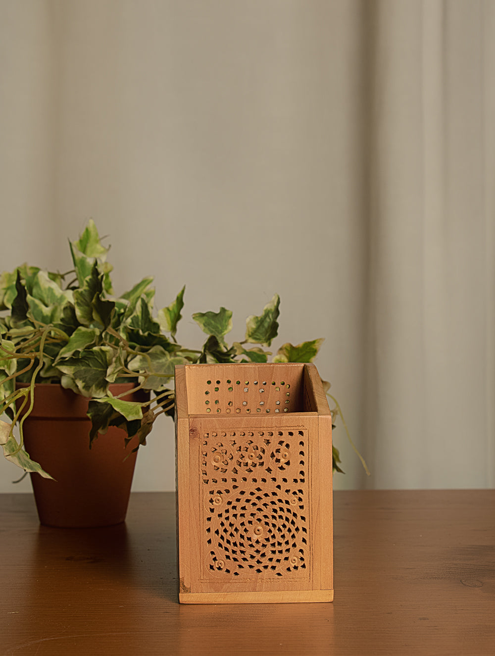 Wooden Jaali Desk Set (2 pc Set)