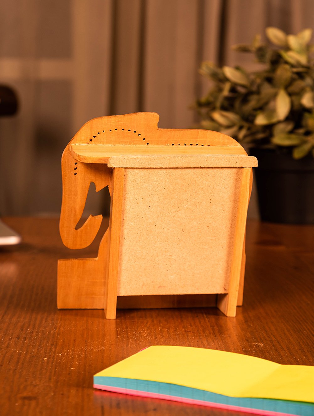Wooden Jaali Elephant Desk Clock
